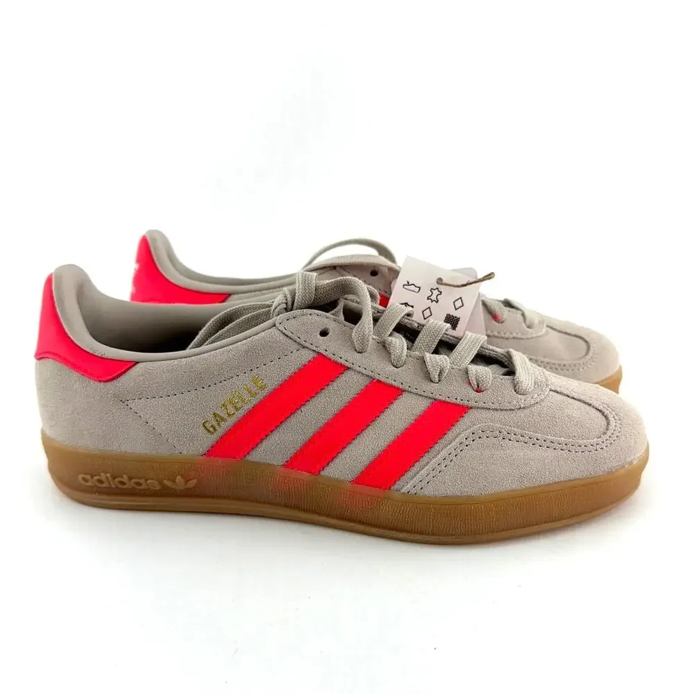 Adidas Men's Beige Lucid Red Cloud White Gazelle Indoor Sneakers Size 5